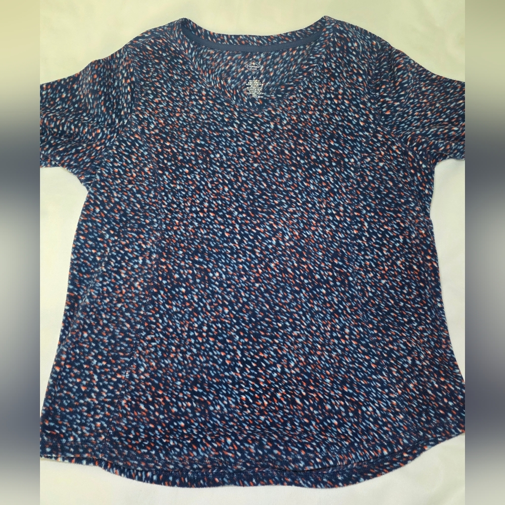 St John's Bay Active Long Sleeve Speckled Soft Fleece V-Neck Size Lg
